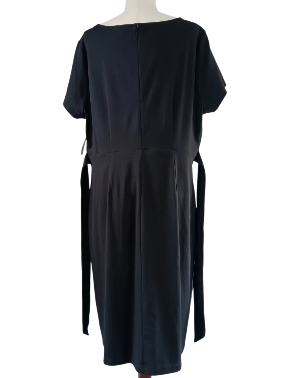 Cotton Dress Tie Waist Short Sleeve Square Neckline Stretch Black Size 2X NEW - Picture 5 of 13